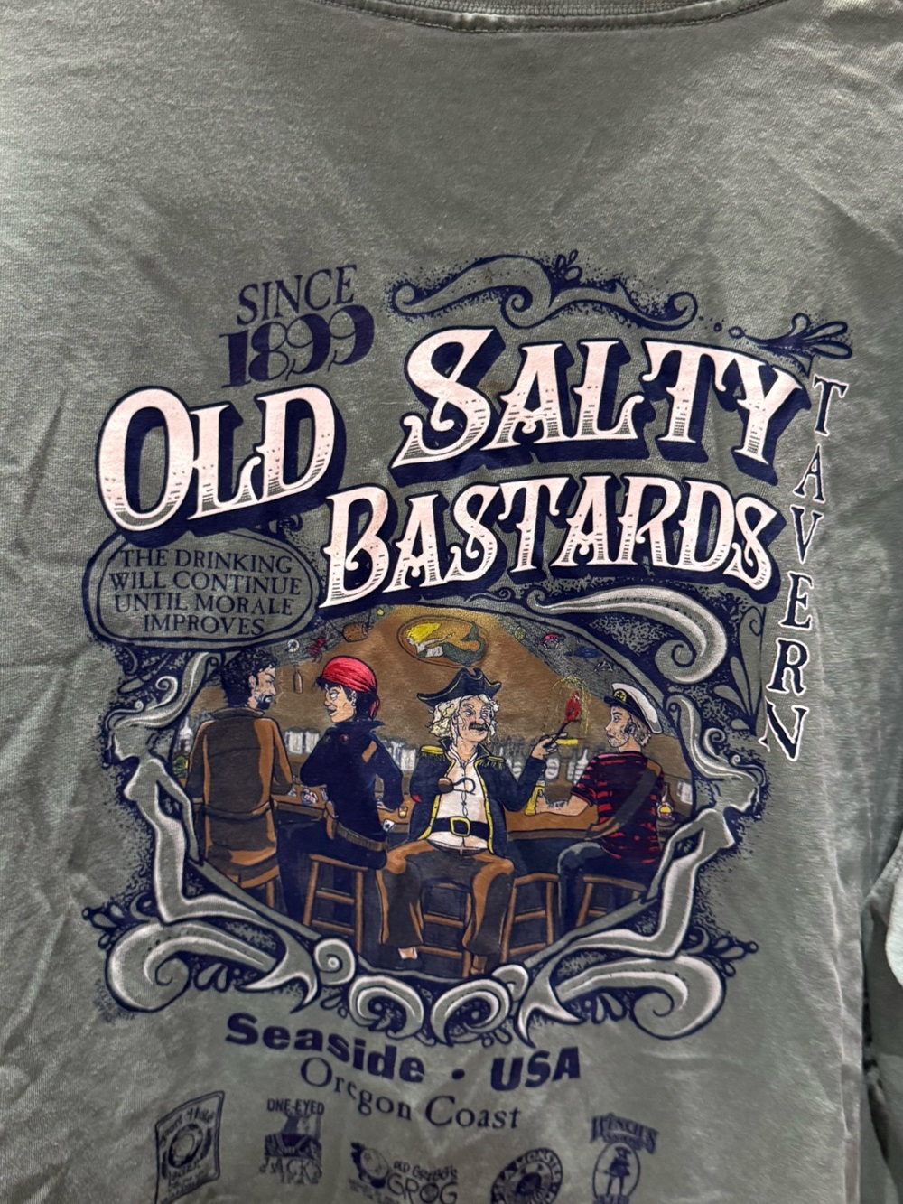 vintage oregon coast Olive Green Old Salty Bastards Tavern Graphic Tee